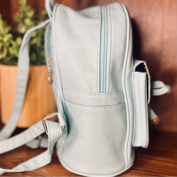 Light Blue Mini Backpack Purse for Women, Bowknot Leather Backpack Purse - Picture 6 of 9